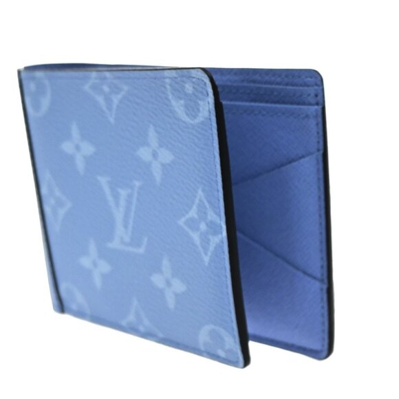 LOUIS VUITTON Multiple Taigarama Monogram Leather Bifold Wallet Skyblue - Picture 2 of 11